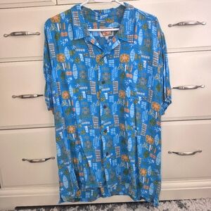 Americana 1950s Style Rayon Atomic Tiki Print Men's Shirt XXL